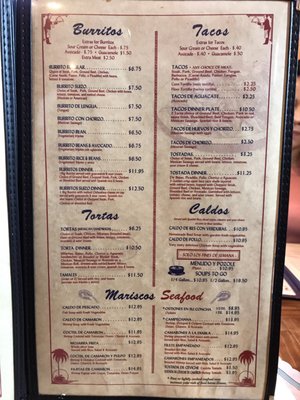 El Señorial Mexican restaurant menu 2