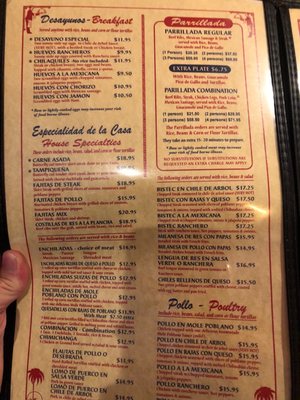 El Señorial Mexican restaurant menu 1
